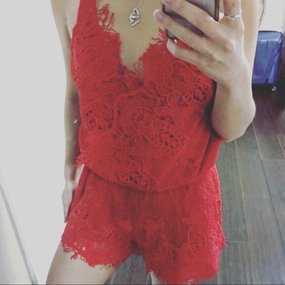 Dresses & Skirts - Restock! Red Lacey Romper